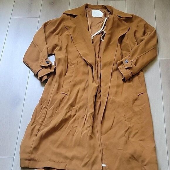 Zara Women's Trench Coat Outerwear in Rich Brown sz Small - Picture 3 of 8